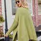 V-Neck Slit Exposed Seam Sweater