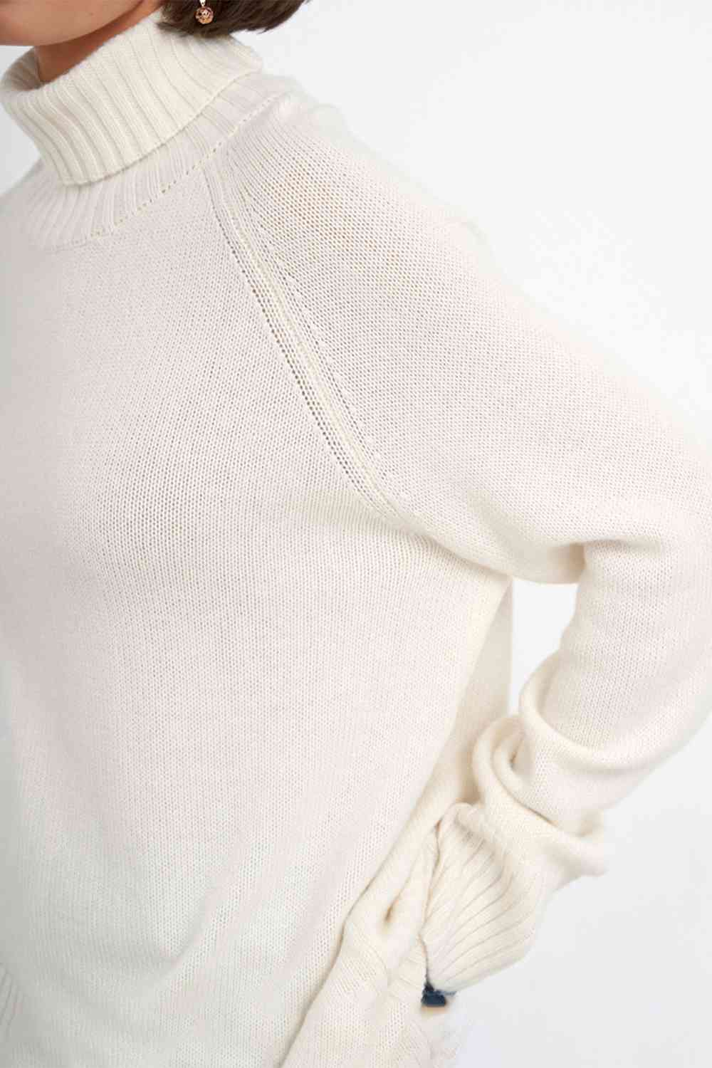 Turtle Neck Raglan Sleeve Sweater - Deals DejaVu