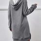 Slit Long Sleeve Hooded Dress with Pocket (MWBT) T - Deals DejaVu