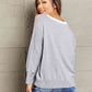 Double Take Color Block V-Neck Ribbed Trim Sweater