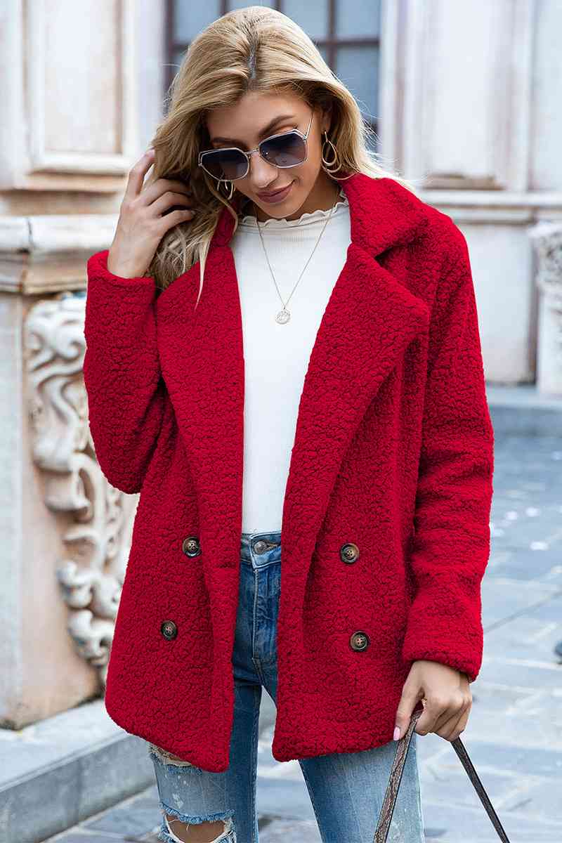 Full Size Lapel Collar Sherpa Coat (BFD) T - Deals DejaVu