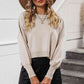 Round Neck Dropped Shoulder Pullover Sweater