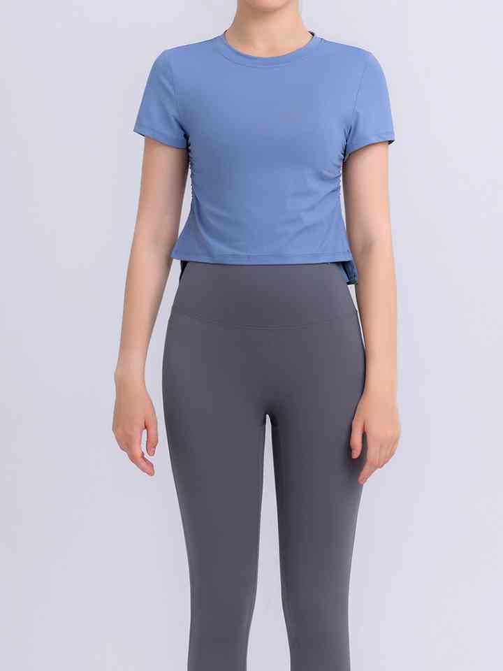 Round Neck Short Sleeve Active Top