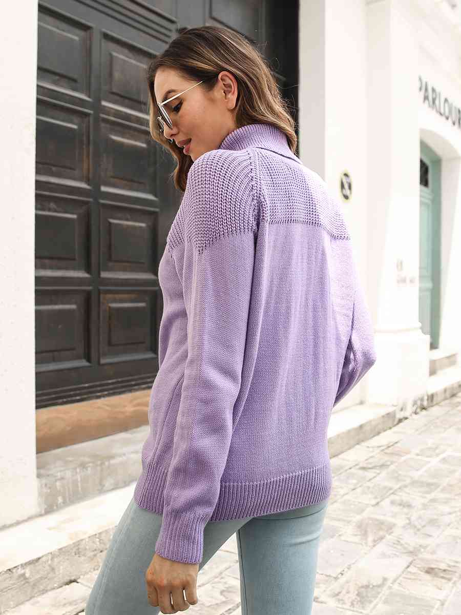 Turtleneck Raglan Sleeve Sweater - Deals DejaVu