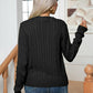 Cable-Knit Round Neck Long Sleeve Sweater