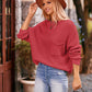 Round Neck Sweater with Pocket - Deals DejaVu