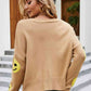 Smiley Face Ribbed Trim V-Neck Cardigan