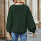 Round Neck Lantern Sleeve Sweater - Deals DejaVu