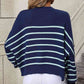 Striped Dropped Shoulder Round Neck Pullover Sweater - Deals DejaVu
