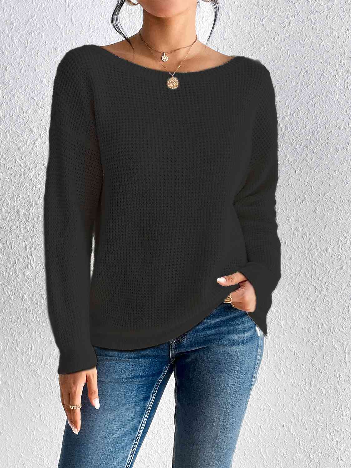 Boat Neck Drop Shoulder Sweater