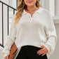 Plus Size Quarter-Button Collared Sweater - Deals DejaVu