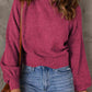 Ribbed Trim Balloon Sleeve Sweater - Deals DejaVu