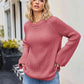 Raglan Sleeve Waffle Knit Sweater