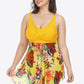 Plus Size Floral Two-Tone Asymmetrical Hem Two-Piece Swimsuit (TB13D) T