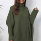 Turtle Neck Long Sleeve Ribbed Sweater