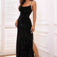 Sequin Backless Split Maxi Dress (BWM) T - Deals DejaVu