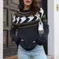 Ribbed Round Neck Long Sleeve Pullover Sweater