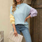 Color Block Round Neck Dropped Shoulder Sweater