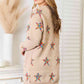 Double Take Star Pattern Open Front Longline Cardigan
