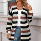 Full Size Striped Long Sleeve Openwork Cardigan