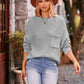 Waffle-Knit Long Sleeve Sweater
