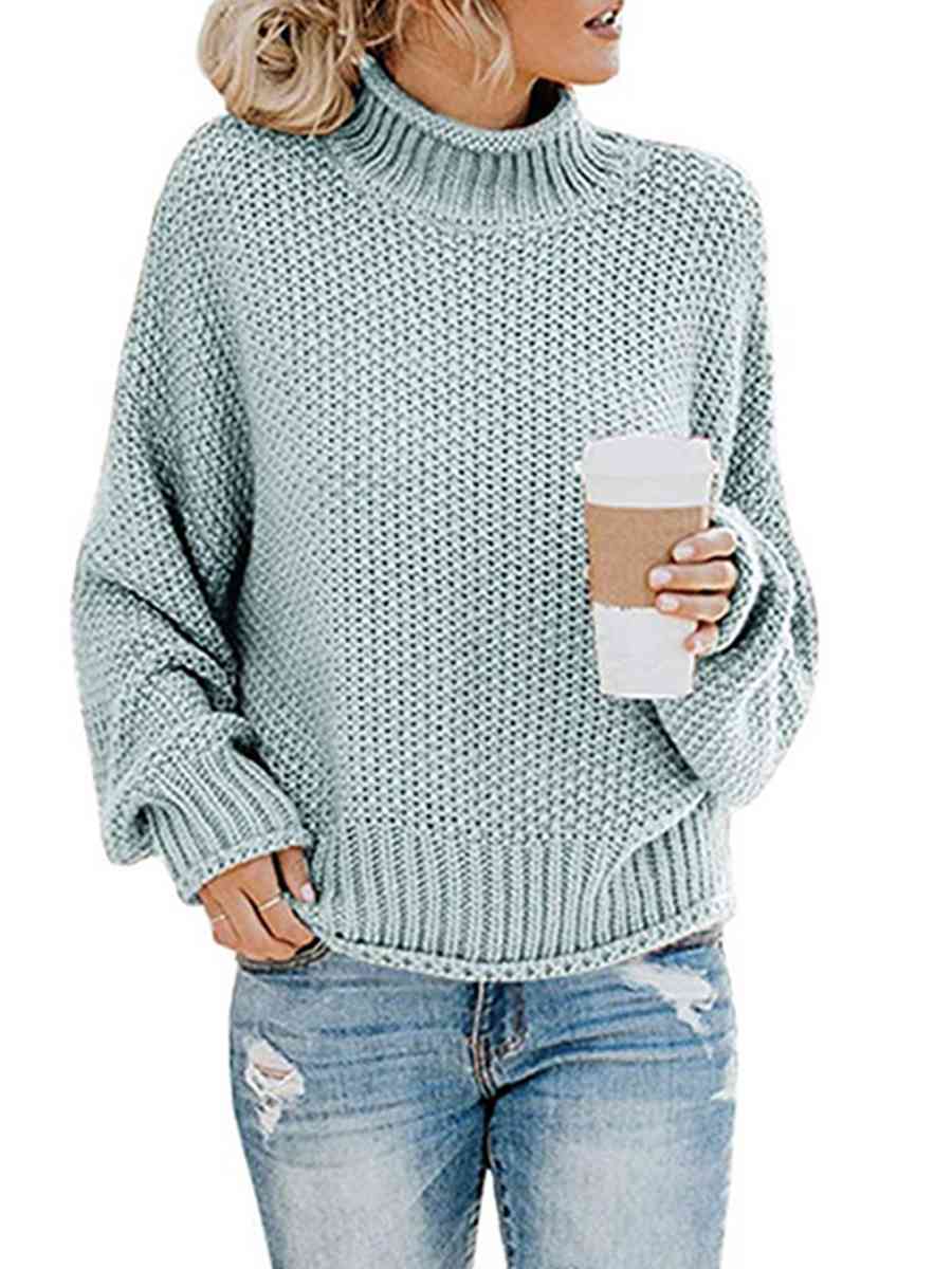 Turtleneck Dropped Shoulder Sweater