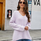Openwork Dropped Shoulder Long Sleeve Sweater