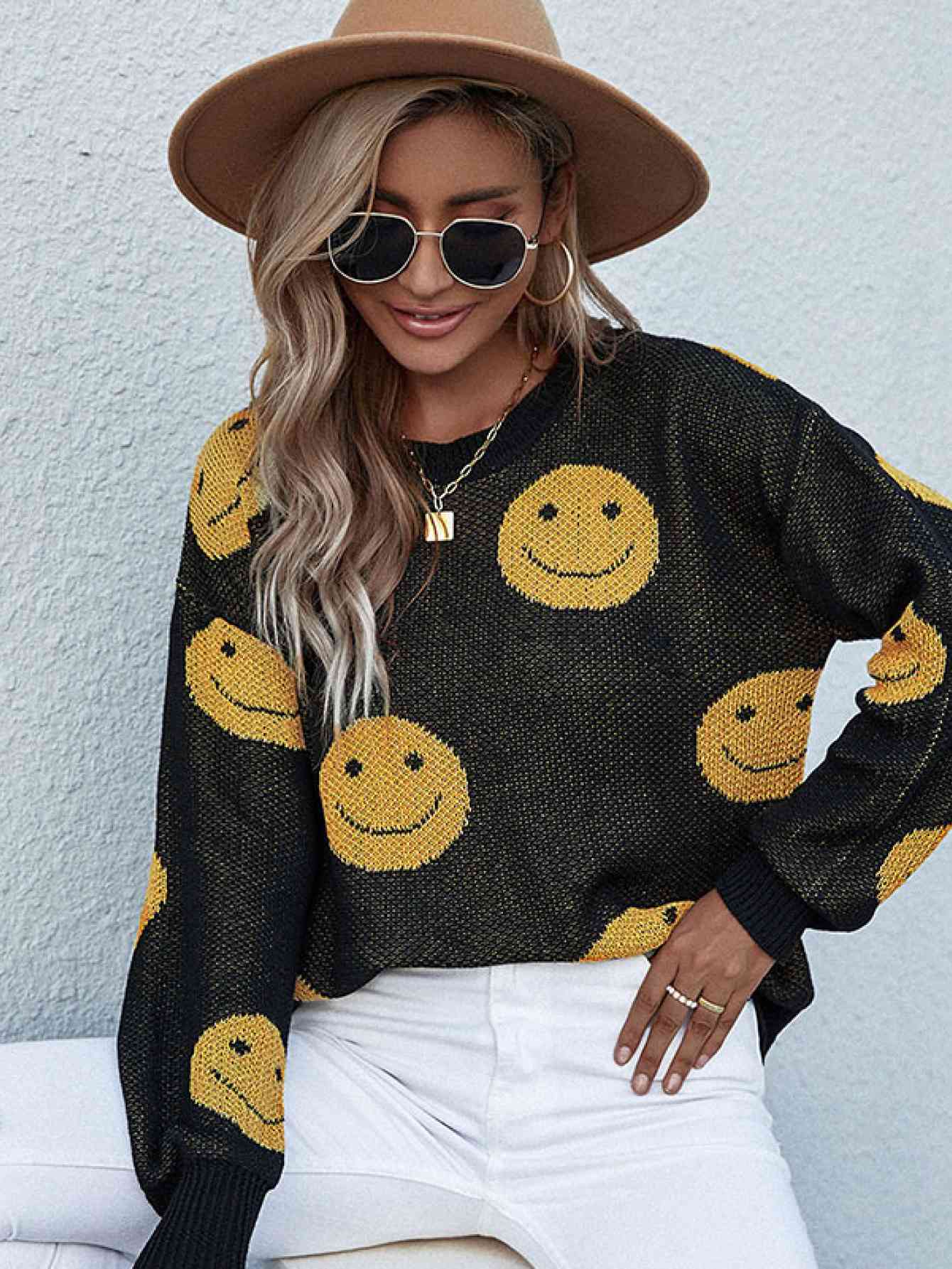 Smiley Face Sweater - Deals DejaVu