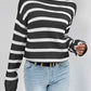 Striped Turtleneck Drop Shoulder Sweater