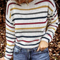 Striped Round Neck Ribbed Trim Sweater