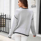 Round Neck Long Sleeve Waffle-Knit Sweater - Deals DejaVu