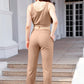 Waffle-Knit Cropped Tank and Drawstring Pants Set