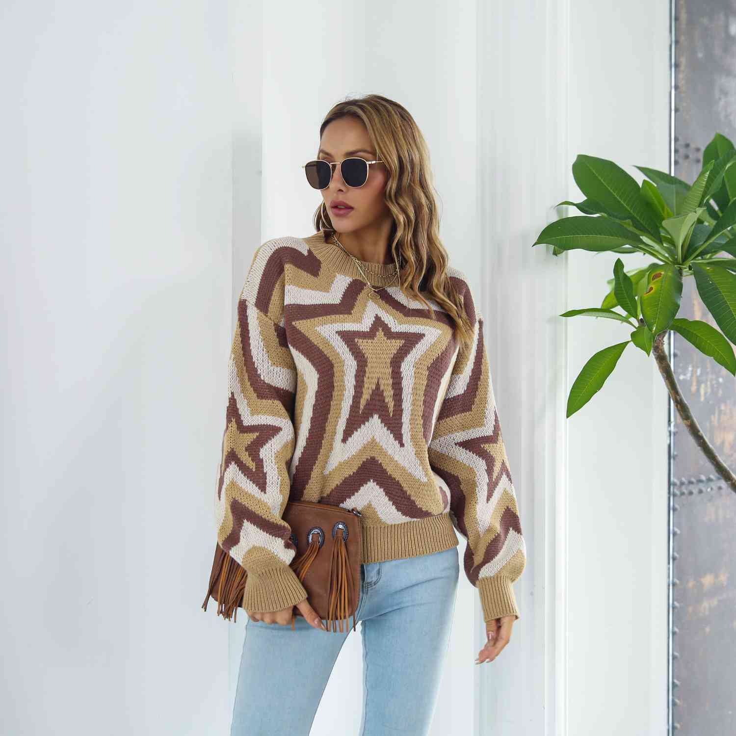 Star Dropped Shoulder Sweater - Deals DejaVu