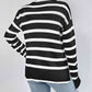 Striped Turtleneck Drop Shoulder Sweater