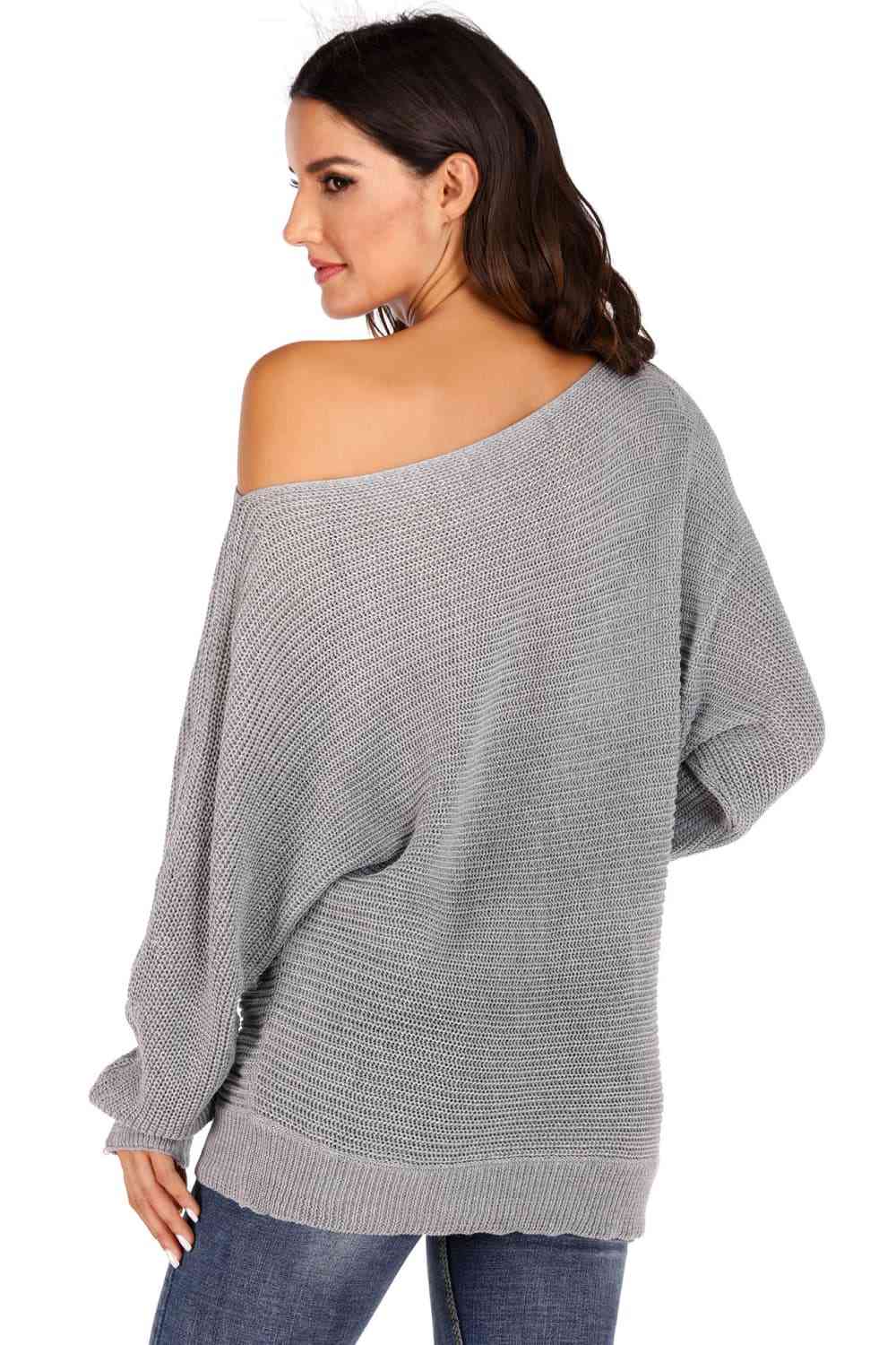 One Shoulder Dolman Sleeve Sweater - Deals DejaVu