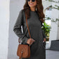 Round Neck Long Sleeve Mini Dress with Pockets (BFD) T - Deals DejaVu