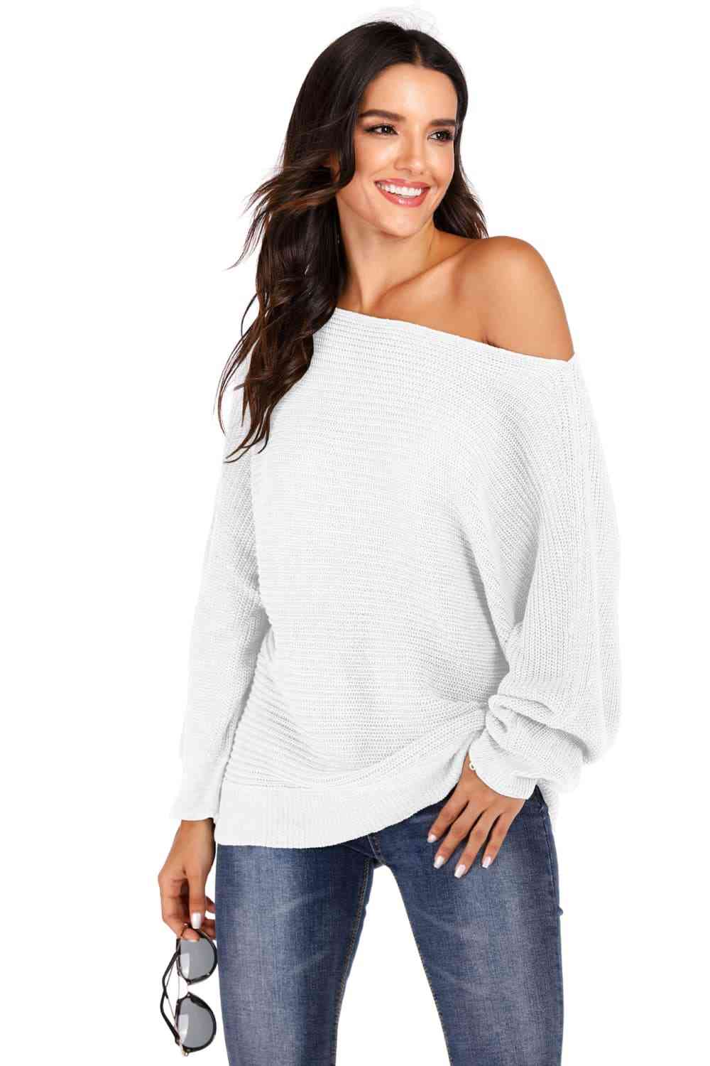 One Shoulder Dolman Sleeve Sweater - Deals DejaVu