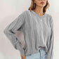 Round Neck Long Sleeve Sweater - Deals DejaVu