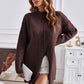 Exposed Seam Mock Neck Slit Sweater - Deals DejaVu