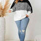 Plus Size Color Block Round Neck Cable-Knit Sweater