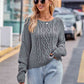 Round Neck Cable-Knit Sweater - Deals DejaVu
