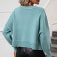 Round Neck Dropped Shoulder Pullover Sweater