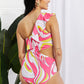 Marina West Swim Vitamin C Asymmetric Cutout Ruffle Swimsuit in Pink (TB10D) T