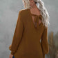 Double Take Tied Balloon Sleeve Round Neck Sweater