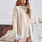 Exposed Seam Mock Neck Slit Sweater - Deals DejaVu