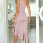 One-Shoulder Asymmetrical Ruffled Dress (BWM) T - Deals DejaVu