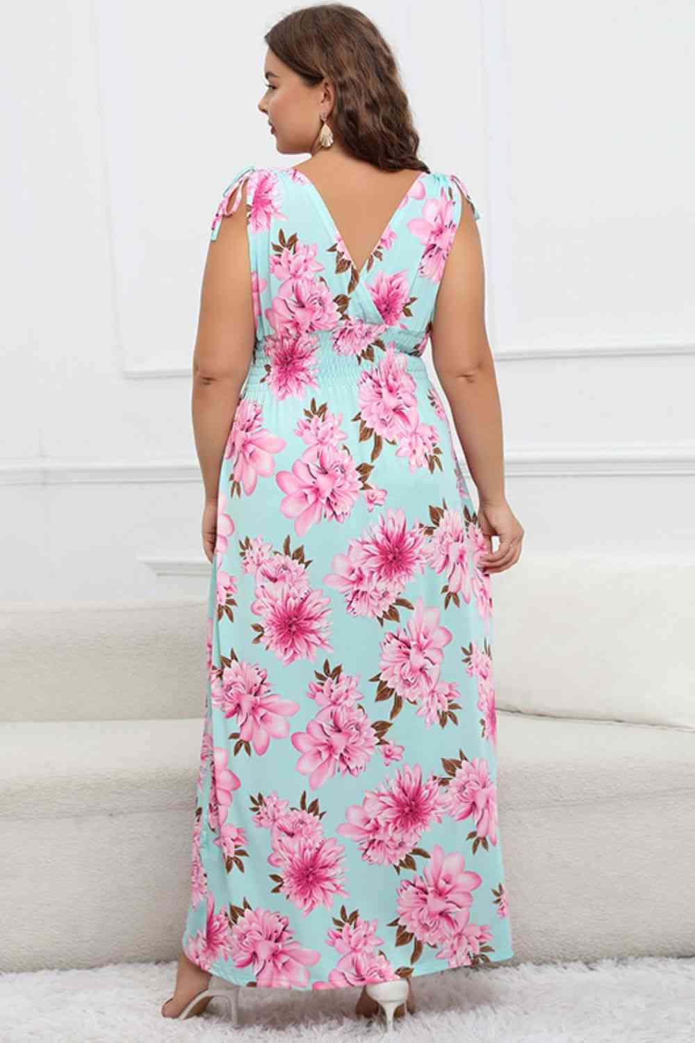 Full Size Floral Surplice Neck Maxi Dress (BWMT) T - Deals DejaVu