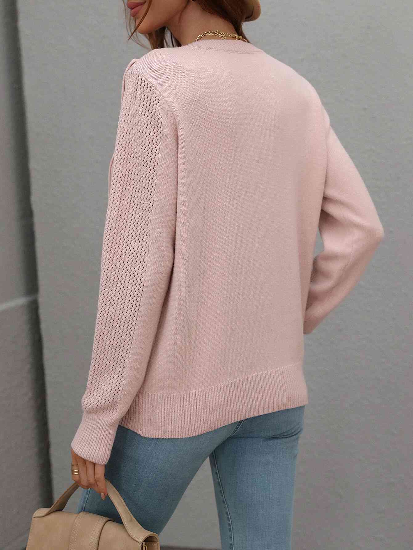 Double Take Fringe Detail Ribbed Trim Sweater - Deals DejaVu