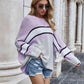 Woven Right Striped Horizontal Ribbing Long Sleeve Tunic Sweater - Deals DejaVu
