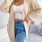 Cable-Knit Open Front Pocketed Cardigan